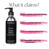 EcoBerry Onion Ginger Organic Herbal Shampoo With Red Onion & Ginger Extracts, Sulphate Free, Paraben Free, Chemical Free, Cruelty Free, Preservative Free, Vegan