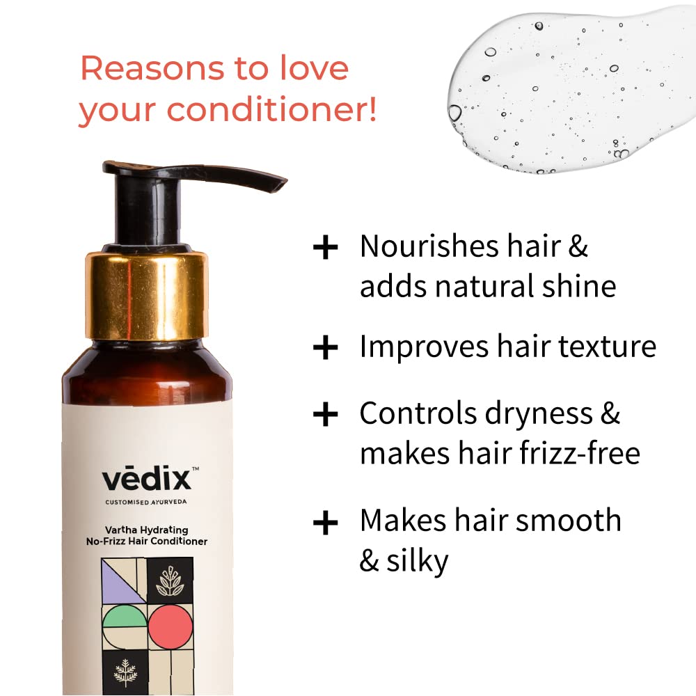 Vedix Shampoo and Conditioner Combo| Vikleda Shampoo For Dry Hair + No Frizz Hair Conditioner | Ayurvedic Shampoo & Conditioner | 100 ml + 100 ml