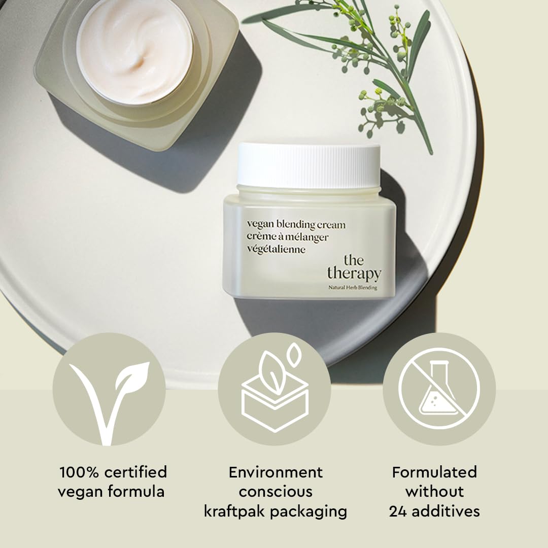 The Face Shop The Therapy Vegan Blending Cream | Organic Vegan Anti-aging Face Moisturizer | Elasticity Improvement,Skin-Friendly,2-in-1 Gel & Cream | Eco-Friendly,Refillable,K-Beauty