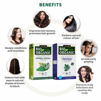 INDUS VALLEY BIO ORGANIC Indigo and Herbal Henna Powder Combo - 250 gm Each