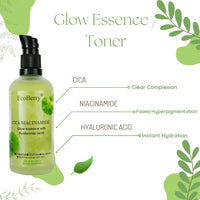 EcoBerry Centella Asiatica (CICA) Niacinamide Glow Essence With Hyaluronic Acid, Oil Free Essence, Moisturizer, Anti-Aging, Brightens Skin, Natural & Handmade, Chemical Free, Paraben Free, Vegan