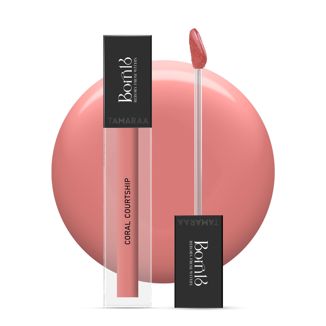 Born16 Tamaraa Liquid Lipstick – Coral Courtship | Hydrated-Matte Finish with SPF | Waterproof, Transfer-Proof, 24-Hour Wear | Vegan & Non-Drying with Shea Butter, 4ml