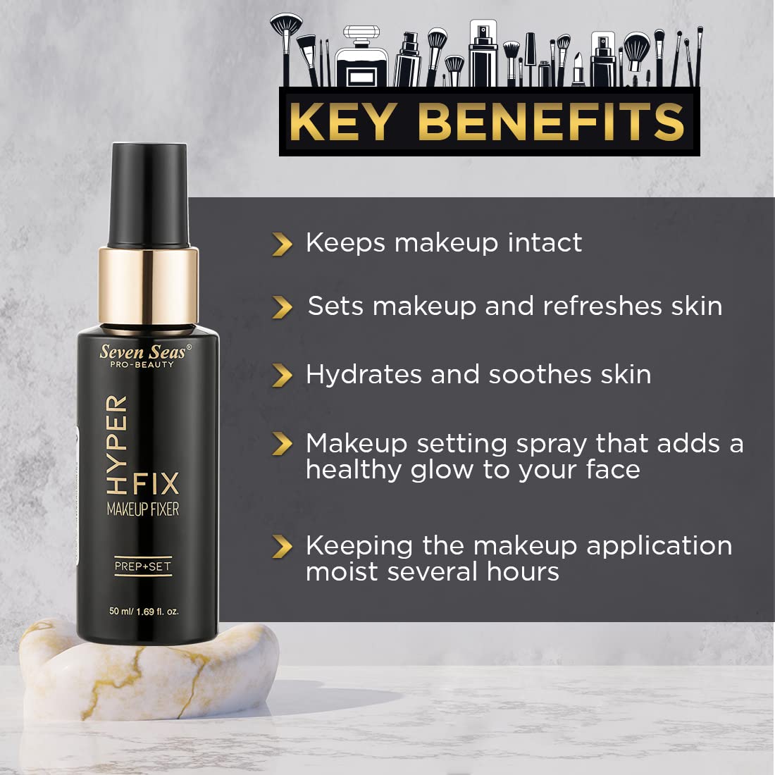 Seven Seas Hyper Fix Prep+Set Makeup Fixer With Ultimate Contour Concealer Palette | Oil Free_Natural | (Pack of 2)