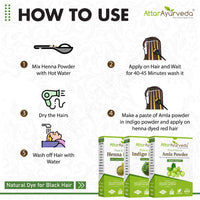Attar Ayurveda Henna Leaves Powder, Indigo Leaves powder and Amla Powder Combo (650 Grams)