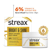 Streax Bright & Shine Serum Infused Face Cream Gel, 50 gm with 6% Vitamin C & Glycolic Acid