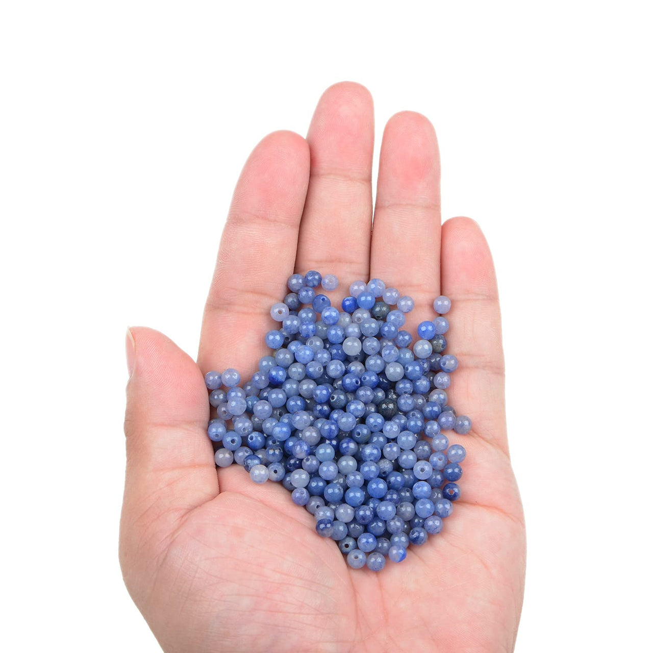 Bymitel 210pcs Natural Crystal Beads Stone Gemstone Round Energy Healing Loose Beads with Stretch Cord for Jewelry Making Bracelets Anklets (Blue Aventurine, 4mm 210pcs) Blue Aventurine