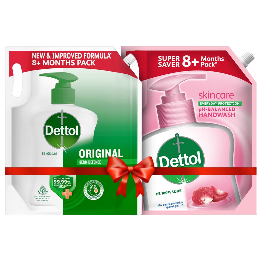 Dettol pH-Balanced Skincare Liquid Handwash Refill Super Saver Pack, 1500ml & Dettol Liquid Hand wash Refill Original -1500 ml