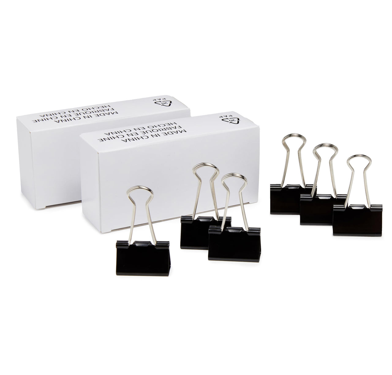 Basics Binder Paper Clips, Medium Clip (Small Box), 24 Count, 2 Pack of 12, Black Medium Clips (2-Pack)