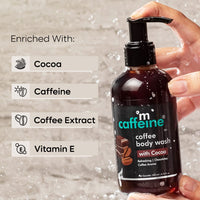 mCaffeine Coffee Body Wash with Cocoa | De-Tan & Deep Cleansing | Enriched with Vitamin E & in Energizing Aroma of Chocolate | Shower Gel | Suitable for All Skin Types | For both Men & Women - 200ml
