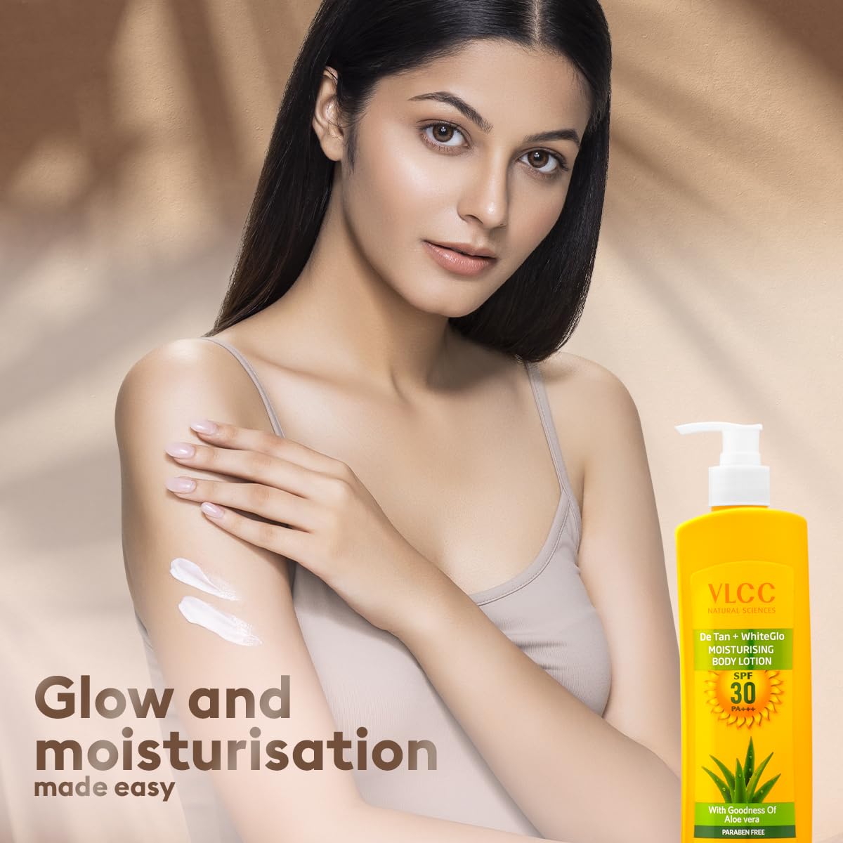 VLCC DeTan + WhiteGlo Moisturising Body Lotion SPF 30 PA+++ - 350ml | Brightens and Moisturises skin | With Cocoa, Shea Butter, Aloe Vera, and Almond Oil.