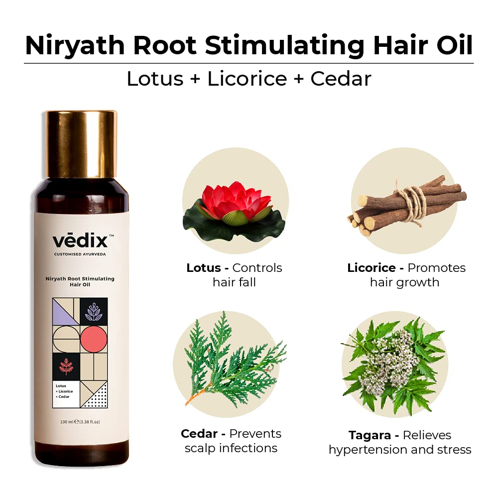 Vedix Ayurvedic Regimen For Dry Hair/Scalp & Straight Hair With Oil - Shampoo - Nuyantra Pro Hair Growth Serum