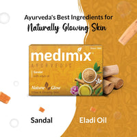 Medimix Ayurvedic Sandal Bathing Soap Bar With Eladi Oil 125Gm (Buy 4 and Get 1 Extra Combo Pack) | For Naturally Glowing Skin | Herbal | Natural | Paraben-free & Sulphate-free | 100% Vegan