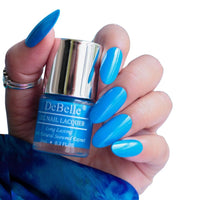 DeBelle Gel Nail Polish La Azure (Blue Nail Paint)|Non UV - Gel Finish |Chip Resistant | Seaweed Enriched Formula| Long Lasting|Cruelty and Toxic Free| 8ml