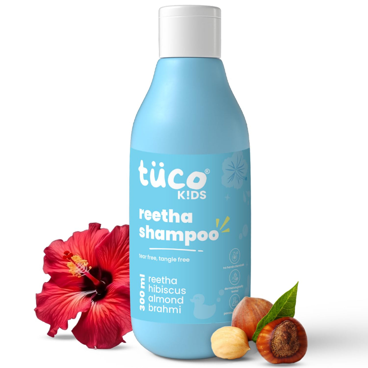 TuCo Kids Mild Shampoo With Soapnut, Almond, Henna, Pomegranate|Perfect For Soft, Smooth, Curly Tangled & Rough Hair|Paraben, Sls & Sulphate Free|Ph 5.5, Vegan & Tear Free|300 Ml (Pack Of 1) |