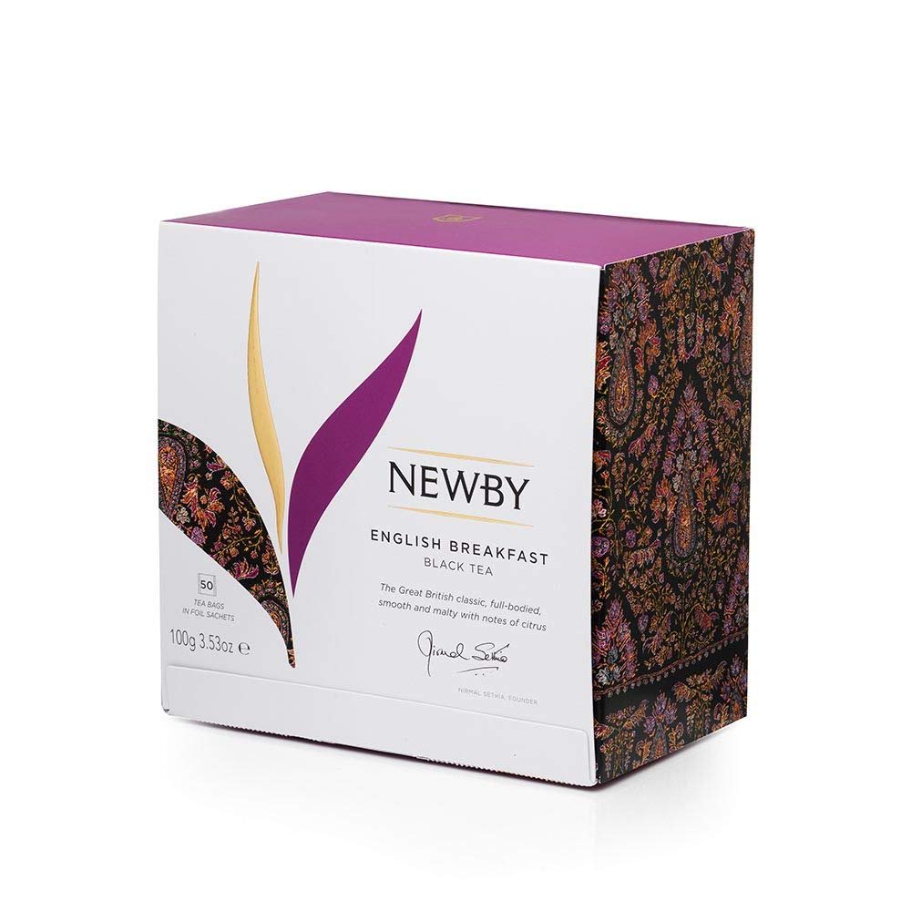 Newby English Breakfast Tea Bags | 50 Counts | Strong, Robust Flavour Black Tea | Brew Hot Or Iced Tea | Antioxidant Rich | 100 gm