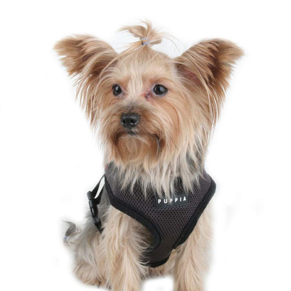 Puppia Soft Dog Harness No Choke Over-The-Head Triple Layered Breathable Mesh Adjustable Chest Belt and Quick-Release Buckle, Brown, X-Small