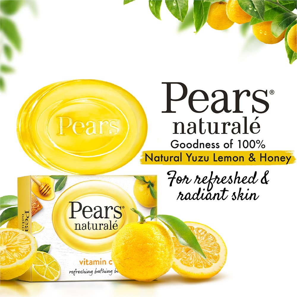 Pears Naturale Refreshing Vitamin C 100g Bathing Bar with Natural Vitamin C Extract | for Refreshed & Radiant glowing Skin|with goodness of 100% Natural Ingredients (Pack of 3)