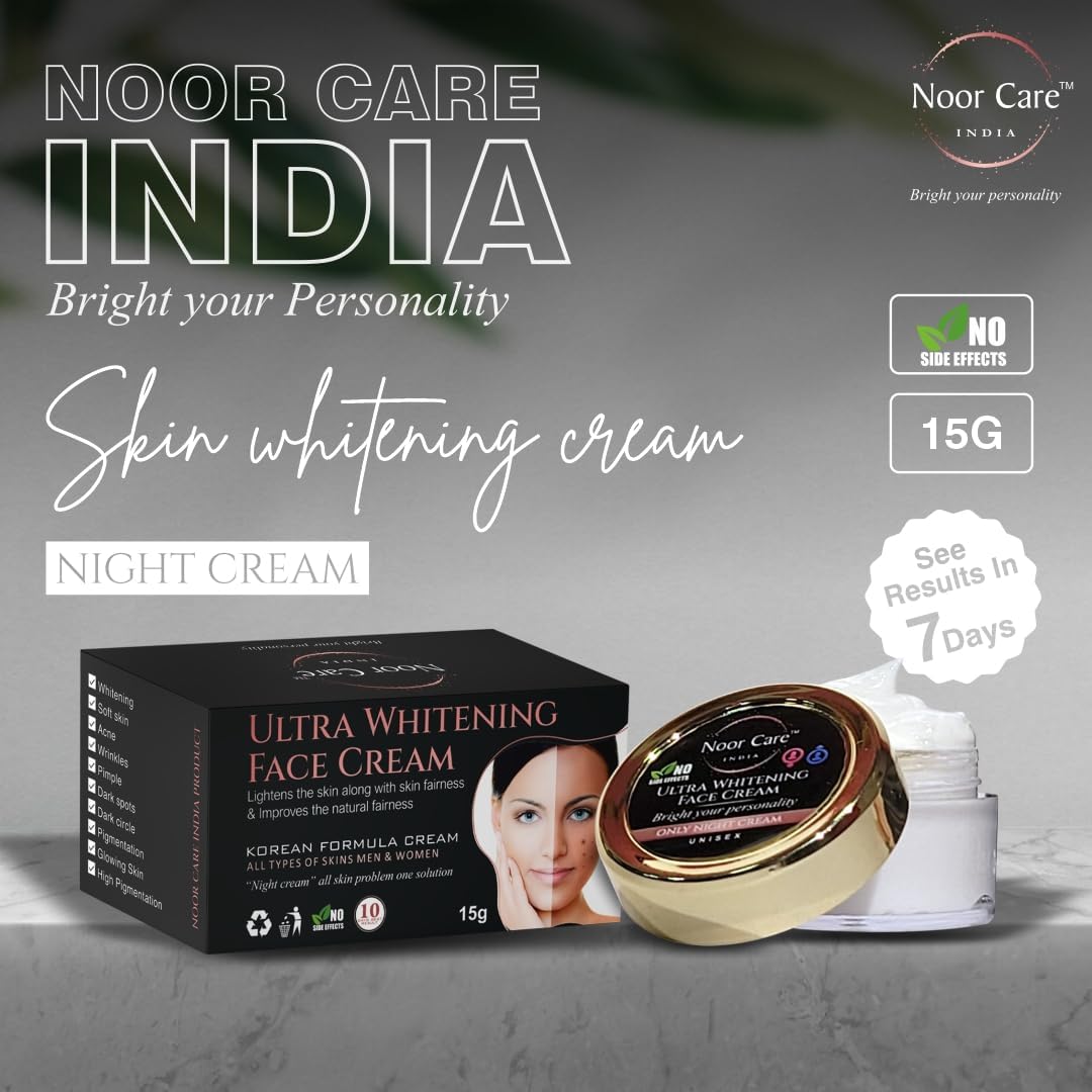 Noor Care INDIA Fairness Cream For Men & Women |Reduces Dark Spots, Boosts Radiance Now Available in Small Trail Pack (8g -Pack Of 1)