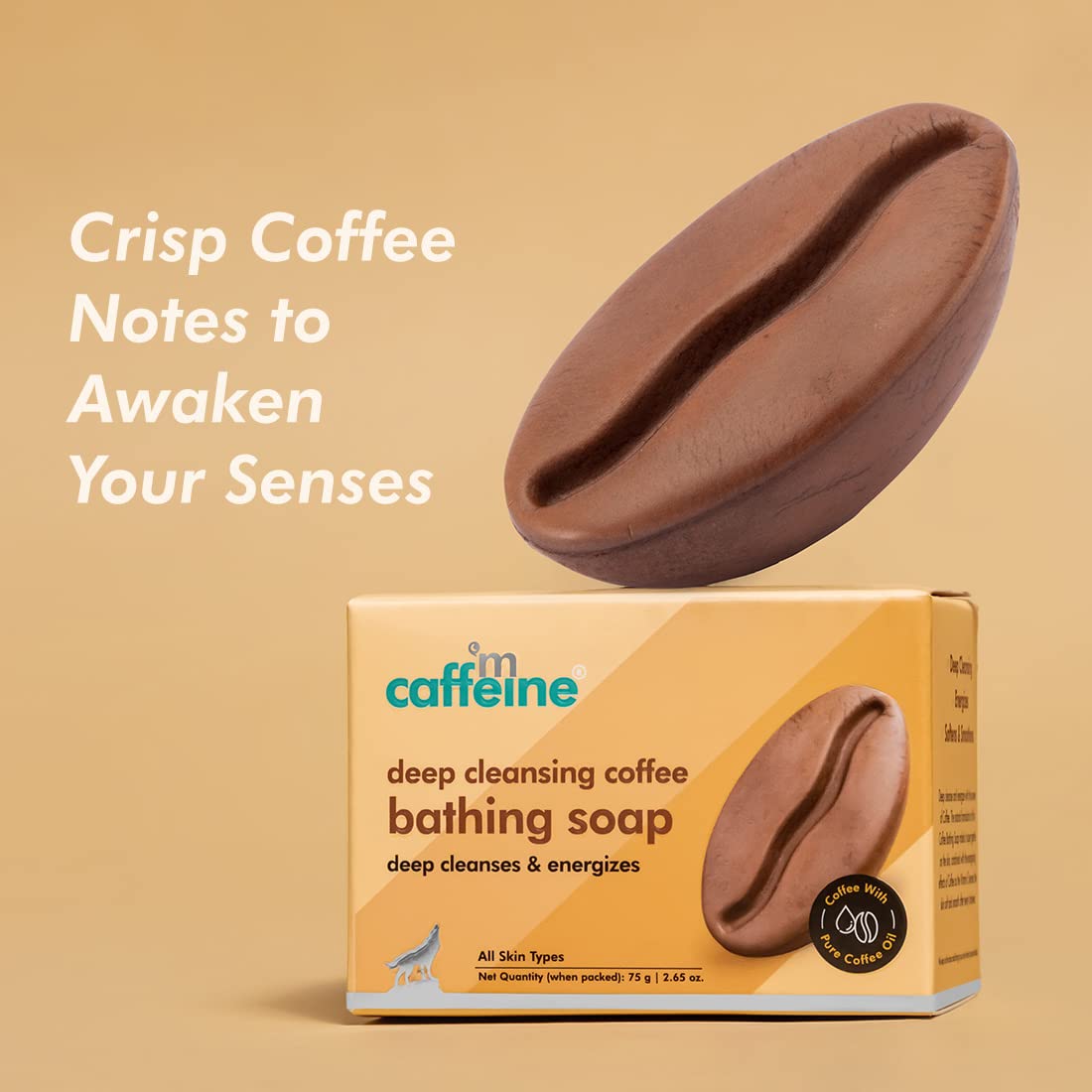 mCaffeine Deep Cleansing Bath Soap with Vitamin E and Coffee Oil | Energizes, Tones and Softens Skin | Bathing Soap in Signature Coffee Shape with Refreshing Aroma | Natural & 100% Vegan