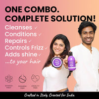 2.Oh! Italian Reconstruction Shampoo and Hair Mask Combo for Dry and Frizzy Hair | Damage Repair Shampoo and Conditioner Hair Mask for Women and Men | Hair Smoothening Cream for Damaged Hair