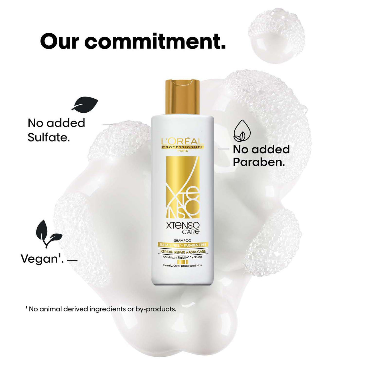 L'Oréal Professionnel Xtenso Care Sulfate-free* Shampoo | For all hair types | Gently cleanses, controls frizz and adds shine | With Keratin Repair and Asta-Care *without sulfate surfactants