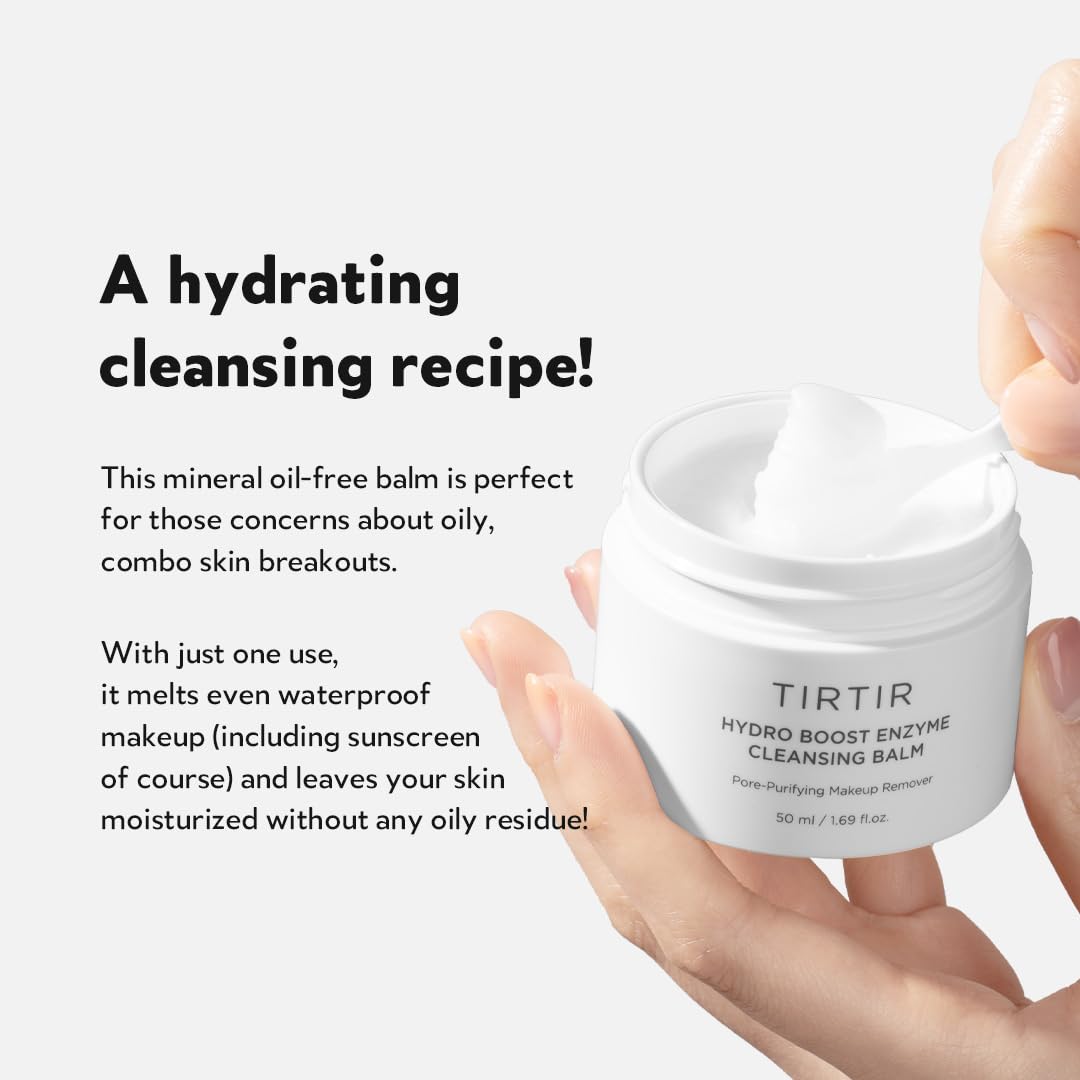 TIRTIR Hydro Boost Enzyme Cleansing Balm | Deep Cleansing Makeup Remover with Papaya & Pineapple Enzymes | Moisturizing, Exfoliating Balm for Dry, Sensitive & Oily Skin_120 ml