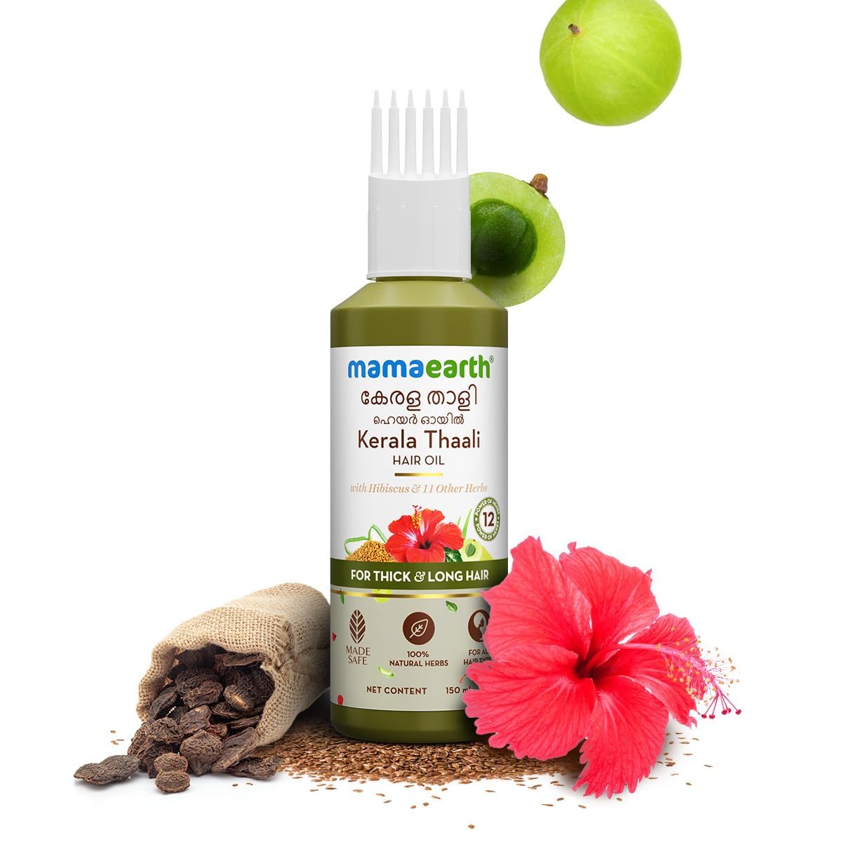 Mamaearth Kerala Thaali Nourish & Cleanse Combo (Kerala Thaali Hair Oil - 150 ml + Kerala Thaali Shampoo - 250 ml)| Goodness of 12 Herbs | Kerala’s Generational Expertise | 100% Natural Herbs