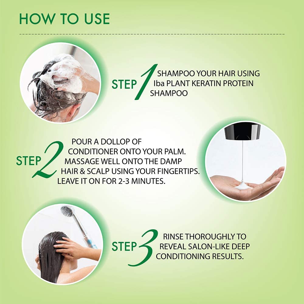 Iba Professional Plant Keratin Protein Conditioner No Sulfates No Parabens Deep Conditioning for Dry Frizzy Damaged Hair | Halal Certified & Vegan | White 125 ml | Pack of 1