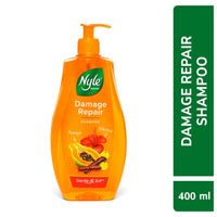Nyle Naturals Damage Repair Shampoo 400 ml | Hair Repairing Shampoo with Papaya, Hibiscus, & Shikakai | pH Balanced & Paraben Free Gentle & Soft Shampoo For Women & Men
