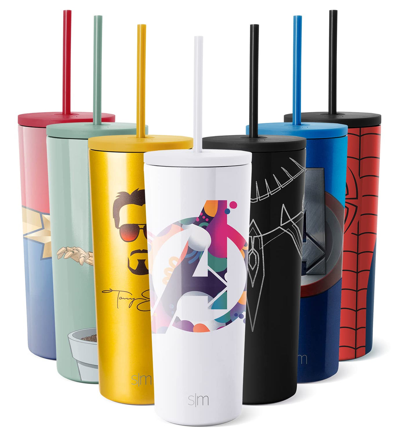 Simple Modern Marvel Avengers Insulated Tumbler Cup with Flip Lid and Straw Lid | Gifts for Women Men Reusable Stainless Steel Water Bottle Travel Mug | Classic Collection | 24oz Avengers Assemble 24oz Tumbler Marvel: Avengers Assemble