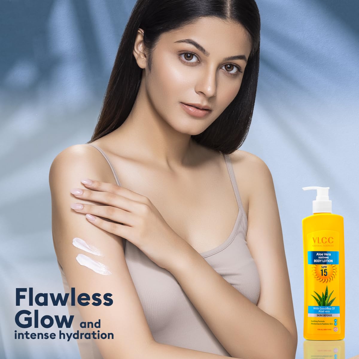 VLCC Aloe Vera Soothing Body Lotion - 350ml | Aloevera Body Lotion with SPF 15 | Calms Skin & Soothes Bumps | Even Texture and Hydration | Helps Fade Tan | Aloevera and Cocoa Body Lotion.