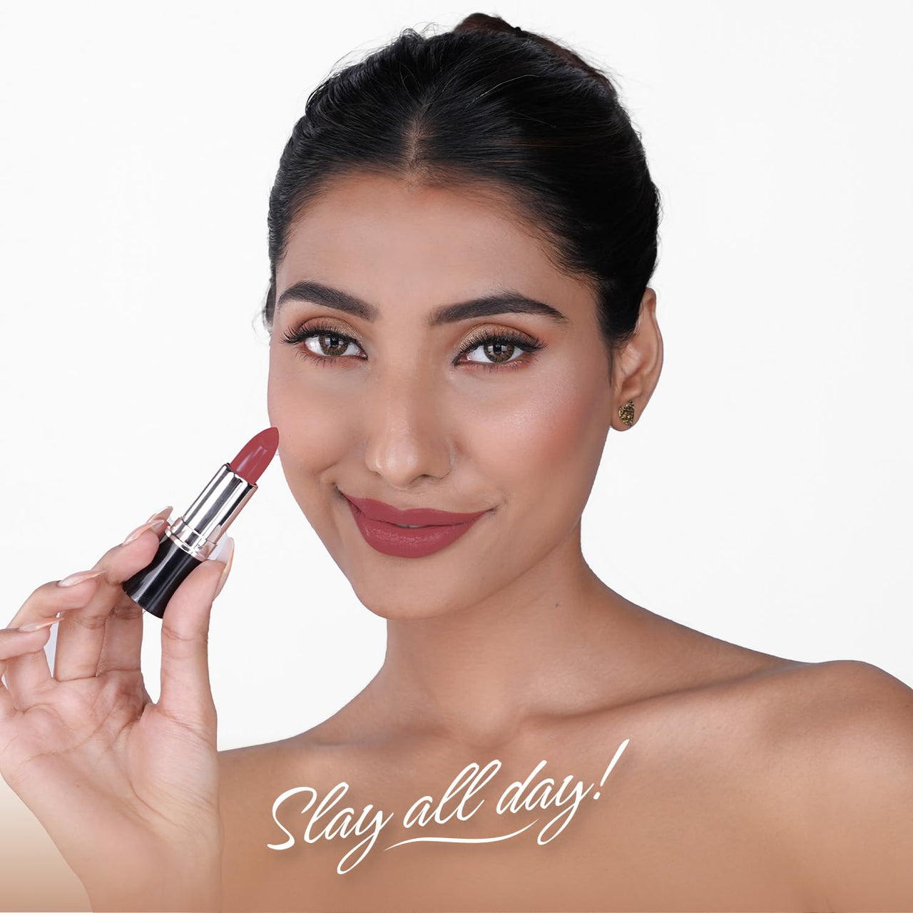 BELLAVITA Comfort Matte Bullet Lipstick| Intense Colour| Creamy Matte Finish| Intense Moisturisation| Smooth Glide| Lipsticks for Women| 4 Hr Stay, Naughty Nude, 4.2 gm