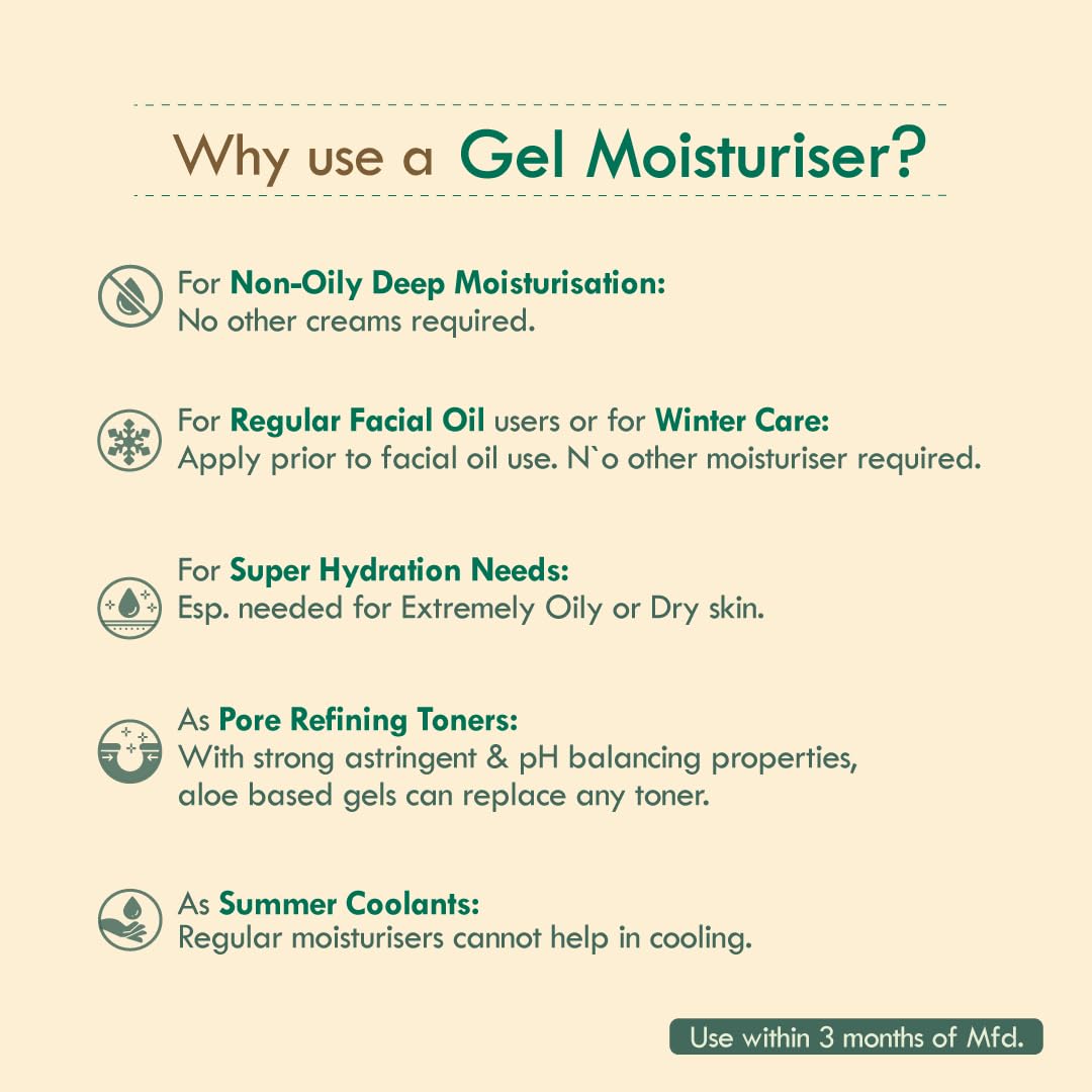 Nat Habit Anti-Acne Neem Aloevera Gel Moisturizer For Face | Helps Prevent Acne, Blemishes and Collagen Boost with Neem and Tea-tree Oil| Suitable for Dry Skin, Normal Skin and Sensitive Skin | Daily Use Moisturizer | 50g