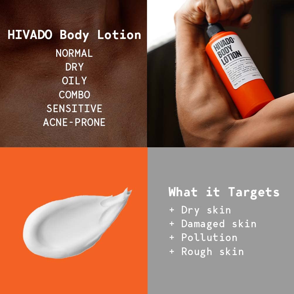 Hivado Men’s Body Lotion & Face Cream Combo Pack – Hydrating, Moisturizing Skincare Set for Dry Skin, Anti-Aging & Smooth, Soft Skin – All Skin Types