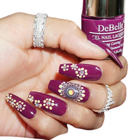 DeBelle Gel Glossy Finish Nail Polish Luxe Lotus (Dark Purple), 8 Ml - Enriched With Natural Seaweed Extract, Cruelty Free, Toxic Free