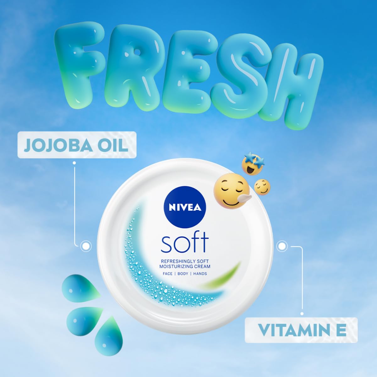 NIVEA Soft Light Moisturizer For Face, Hand & Body, Instant Hydration, Non-Greasy Cream With Vitamin E & Jojoba Oil, 50ml (Pack of 2)
