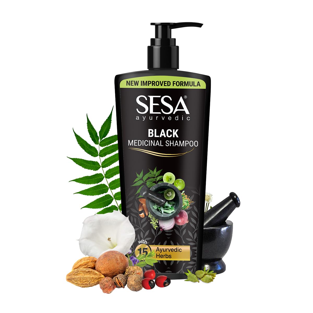 Sesa Ayurvedic Medicinal Shampoo Hairfall Control Anti Dandruff Shampoo Infused with 15 Ayurvedic Herbs Smooth & Shiny Hair For Men & Women (500 ml)