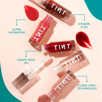 Tint Cosmetics 2.5ml Set of 2 Lipgloss, Brick Red & Deep Wine, Non Sticky, Hydrating, Light Weight, Long Lasting, High Shine & Soft Natural Liquid Lip Gloss For Girl & Women (Honey & Vino)