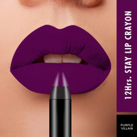 Swiss Beauty 12 Hrs. Stay Matte Lip Crayon, Purple Villain, 3g - Long Lasting, Waterproof, Super Stay, Matte Finish Lip Crayon, Long Wear, Crayon Lipstick