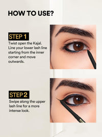 WOW Skin Science Endless Black Natural Kajal | Water Proof & Smudge Proof | Long Lasting Kajal Upto 16 long hours | No Parabens and Mineral Oils | Pack of 2