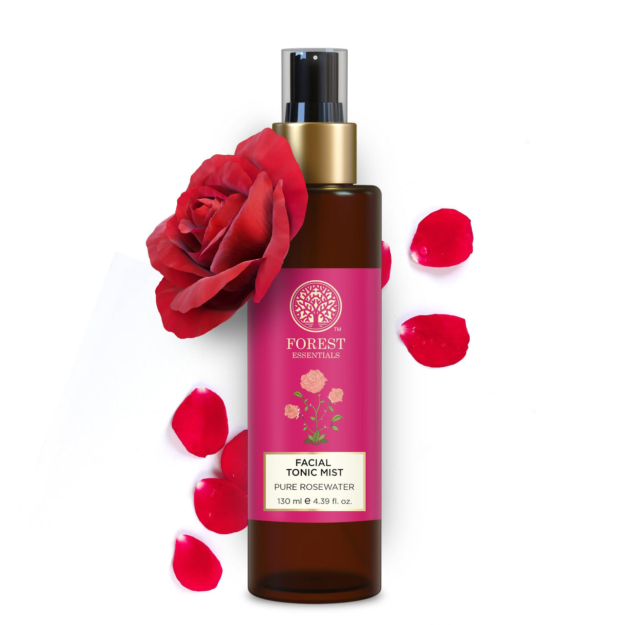 Forest Essentials Pure Rosewater (Toner) Facial Tonic Mist | Hydrating Daily Toner | For Glowing Skin | Hydrates Plumps & Minimises Open Pores, Pack Of 1