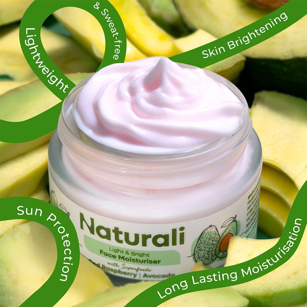 Naturali Face Moisturiser | Sweat-free Moisturisation | Sun Protection | Lightweight | Non-sticky | Non-greasy | Non-comedogenic | Fast Absorbing | 30ml