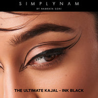 SIMPLYNAM Ultimate Kajal – Ink Black | 1 Stroke Intense Color Payoff | Water & Sweat-Resistant | Long-Lasting & Smudge-Proof | Safe for Sensitive Eyes | 7X More Product | In-Built Sharpener & Smudger