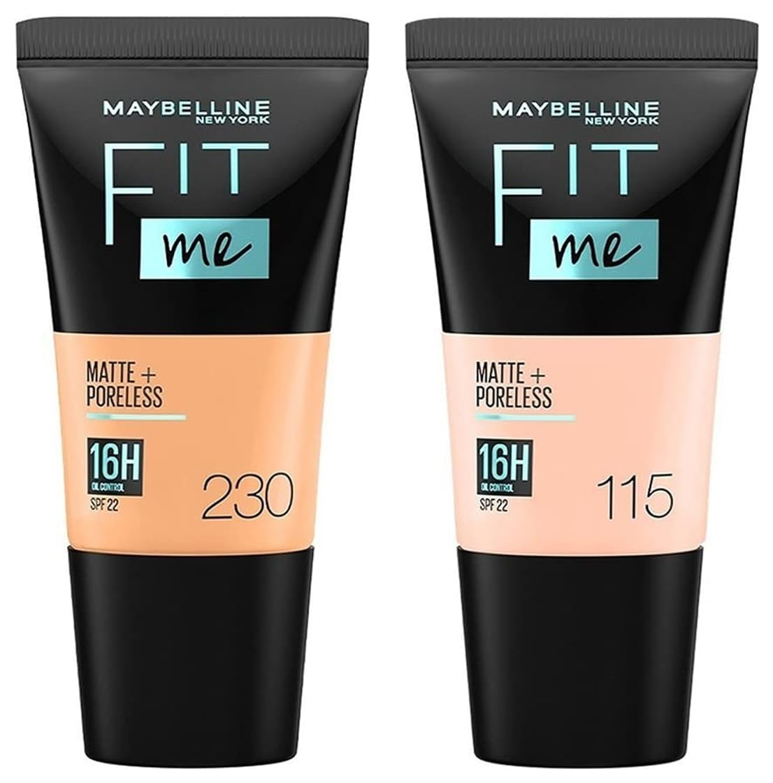 Maybelline New York Fit Me Matte+Poreless Liquid Full Coverage Foundation For Oily Skin Powder Tube,230 Natural Buff,115 Ivory,18Ml,Pack Of 1