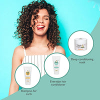 True Frog Shampoo For Curls (150 ml), Everyday Hair Conditioner (150 ml) & Deep Conditioning Mask (200 g) For Curly and Wavy hair to Repair and Rejuviante Curls - Combo Pack of 3