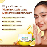 Mamaearth Vitamin C Daily Glow Light Moisturizing Cream with Vitamin C & Turmeric 200g | For Face, Hand & Body | 24H Moisturization | Quick Absorbing, Non-Greasy | Soft Moisturizer