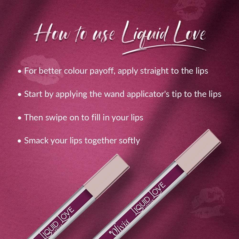 Oliva Liquid Lipstick, 12HR Long-lasting Matte Lipstick, Non Transfer, High Coverage, Water & Smudge Proof, Light Weight & Cruelty-Free - 2ml (Plum Pop 12)