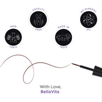 BELLAVITA Intense Drama Waterproof Eyeliner, Brown, Matte Finish, Smudge-Proof, Fast-Drying, Felt Tip Applicator, Enriched with Biotin, 3.5 ml