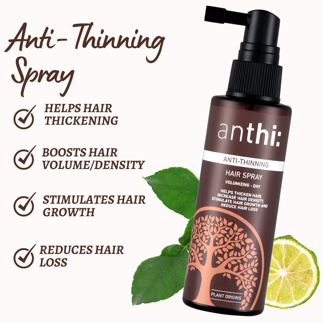 anthi: Anti-Hair Thinning Hair Spray, Hair Thickening And Volume Boosting, Stimulates Hair Growth, Plant-Origins Hair Spray, 60 Ml, 180 Grams