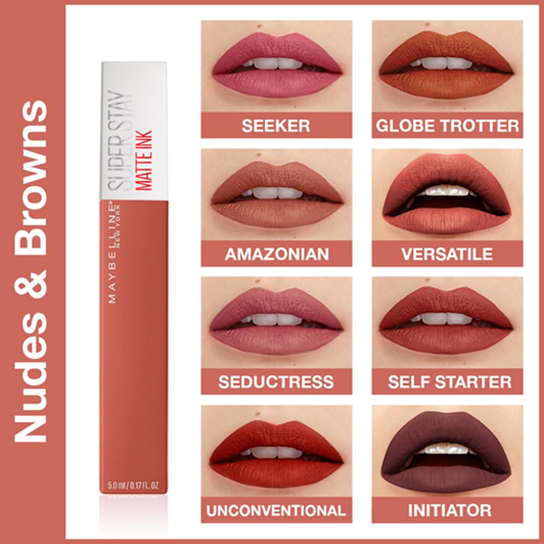 Maybelline New York Liquid Matte Lipstick, Long Lasting, 16hr Wear, Superstay Matte Ink, 70 Amazonian, 5ml